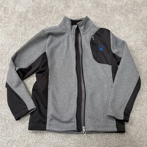 Spyder Youth Boys Gray Black Full Zip Fleece Lined Jacket Size M 10/12